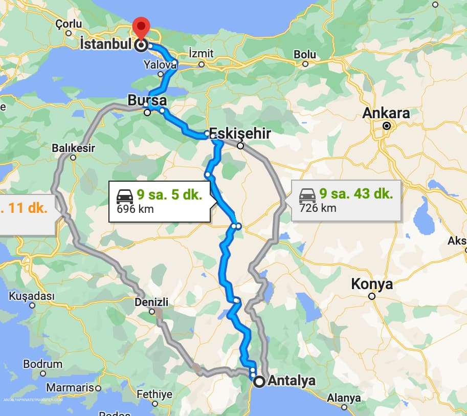 Antalya to Istanbul Transfer - antalya intercity transportation